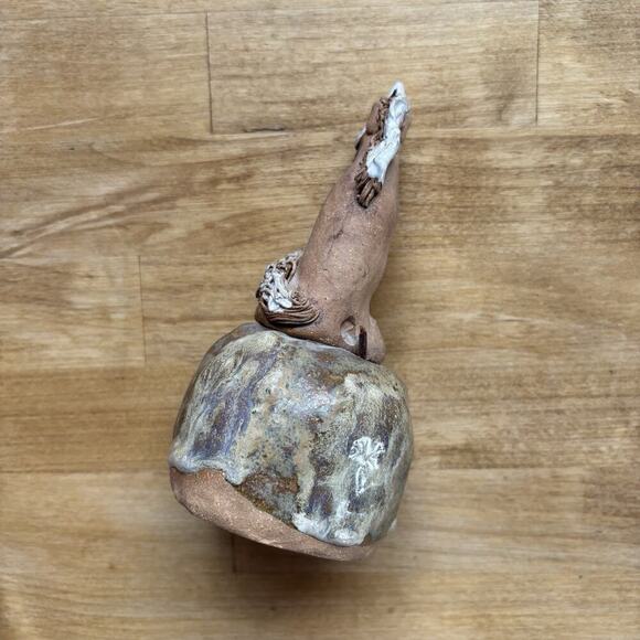 Art Pottery Signed Unicorn Whimsical Funny Ugly Clay Bell Rattle Figurine OOAC - Picture 9 of 11